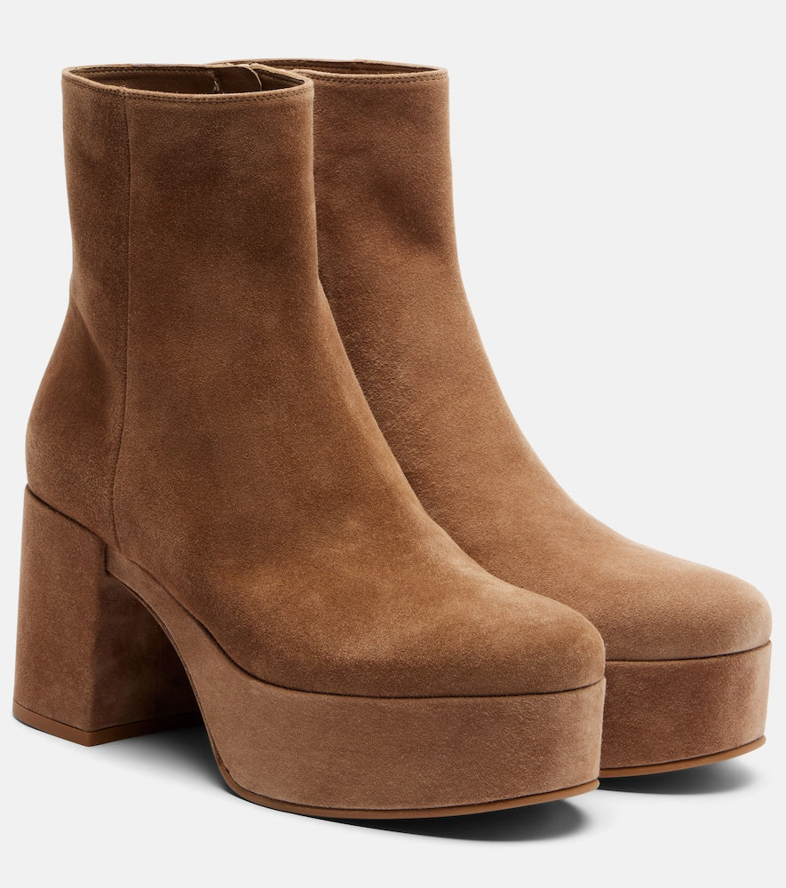 Gianvito Rossi Sally suede platform ankle boots - Beige Mid Heel Boots