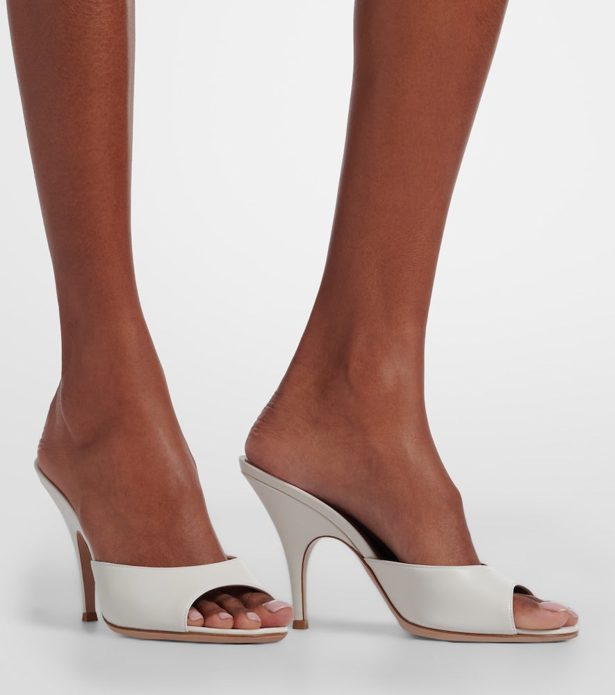 Gianvito Rossi Sofia leather mules - White Heeled Sandals