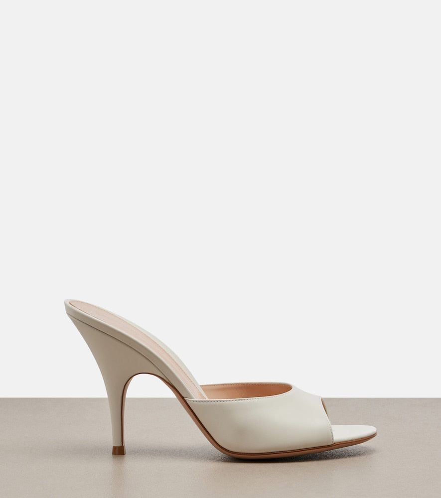 Gianvito Rossi Sofia leather mules - White Heeled Sandals