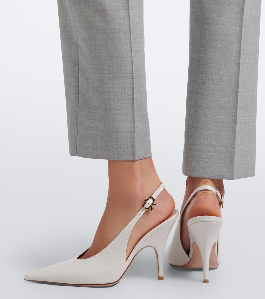 Gianvito Rossi Sofia leather slingback pumps - White Mid Heel Pumps