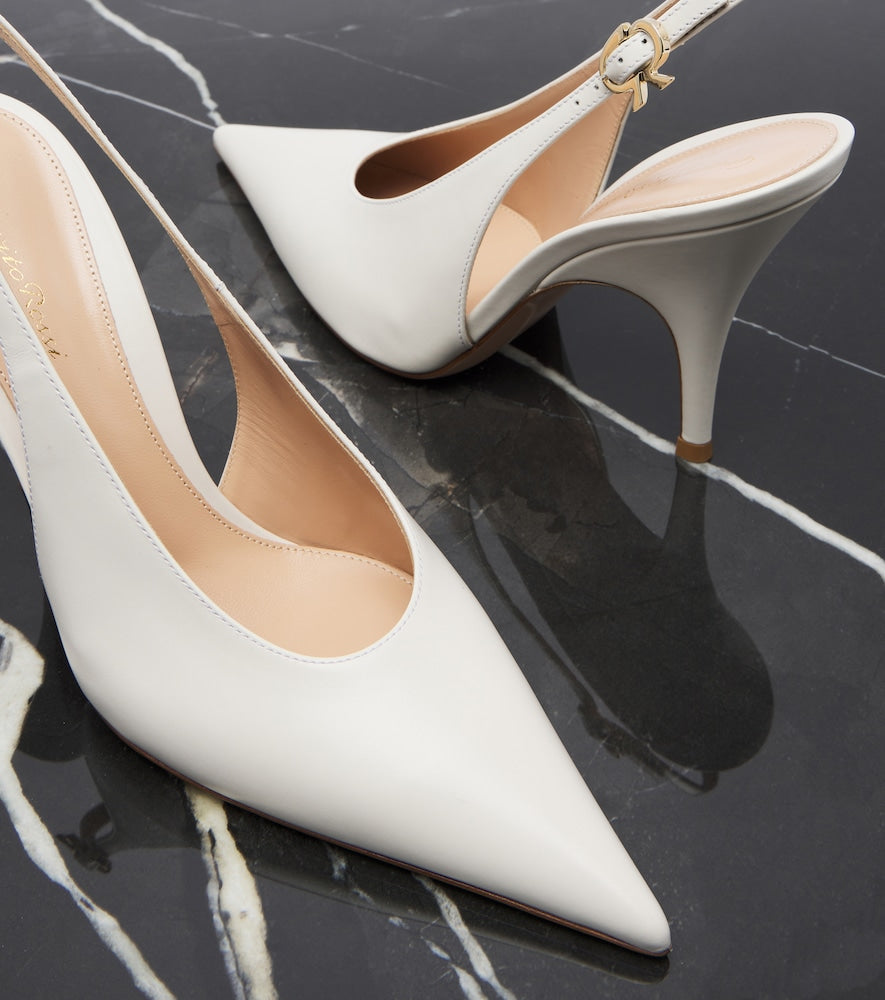 Gianvito Rossi Sofia leather slingback pumps - White Mid Heel Pumps