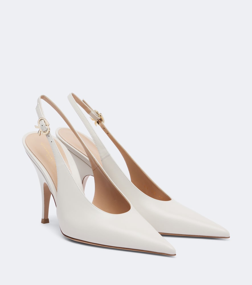 Gianvito Rossi Sofia leather slingback pumps - White Mid Heel Pumps