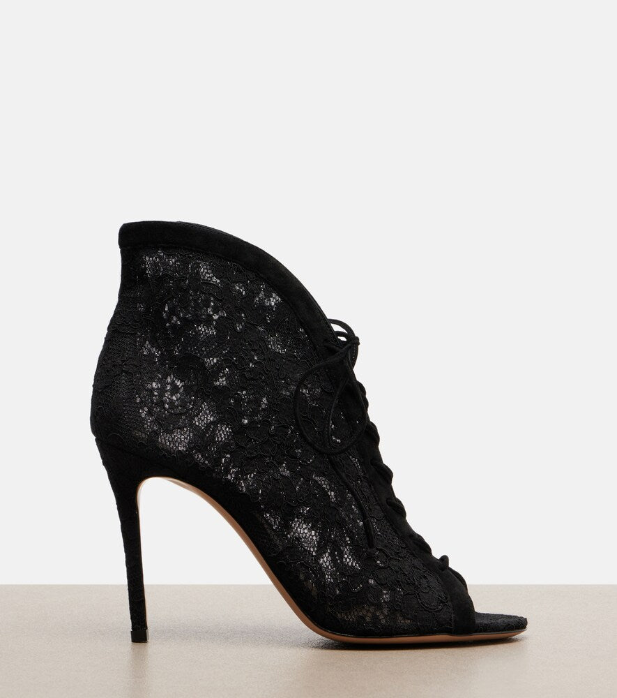 Gianvito Rossi Suede-trimmed lace pumps in Black - High-Heel Sandals