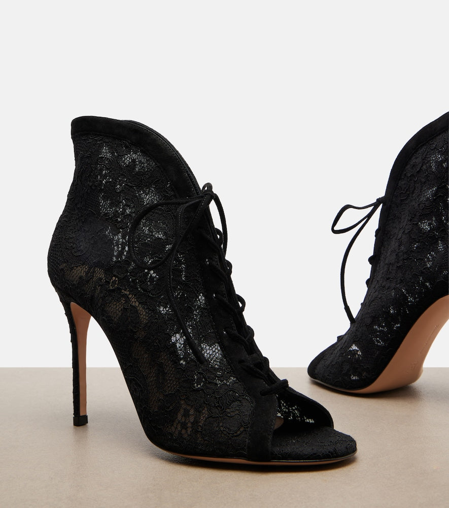 Gianvito Rossi Suede-trimmed lace pumps in Black - High-Heel Sandals