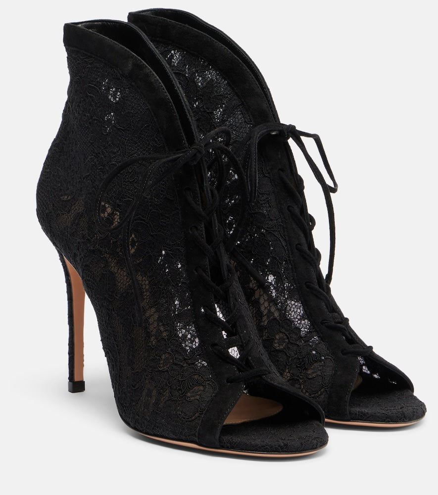 Gianvito Rossi Suede-trimmed lace pumps in Black - High-Heel Sandals