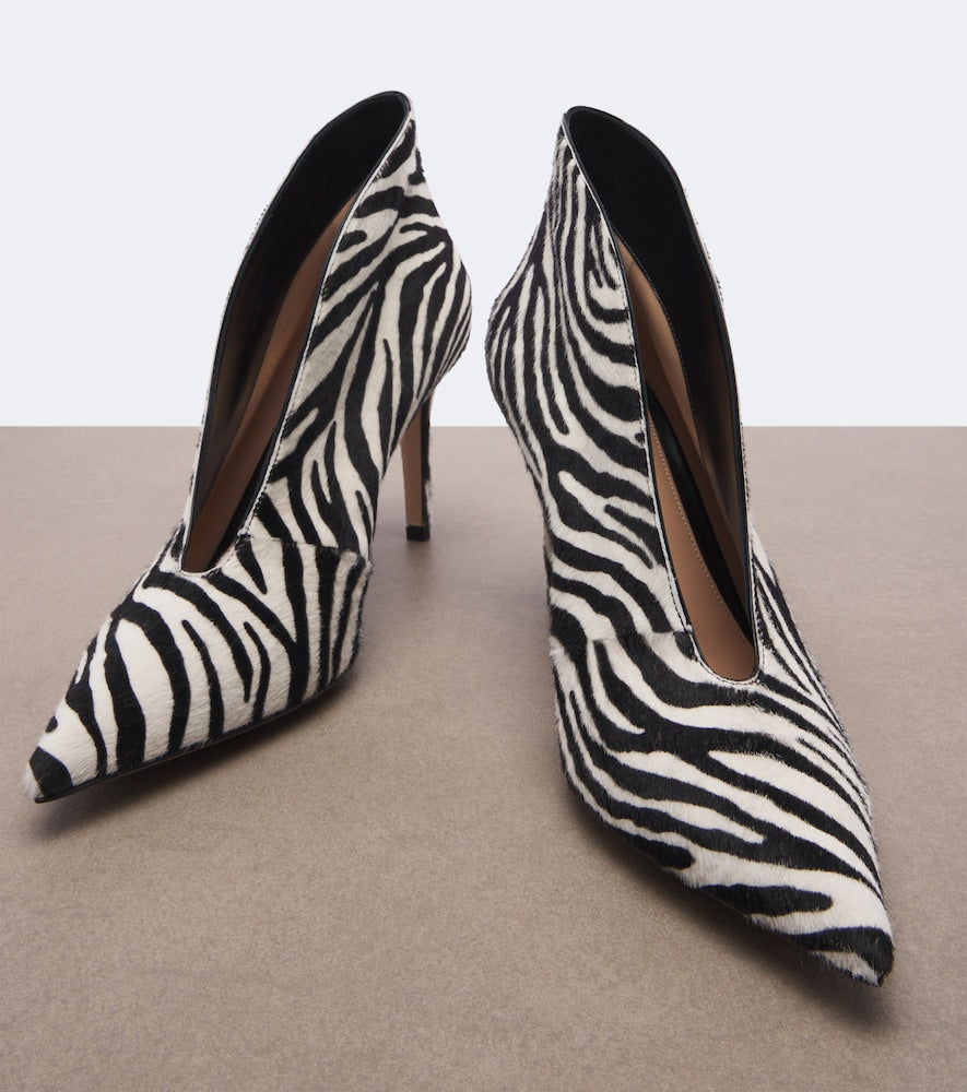 Multicoloured Gianvito Rossi Vania zebra-print calf hair pumps - Mid Heel Pumps