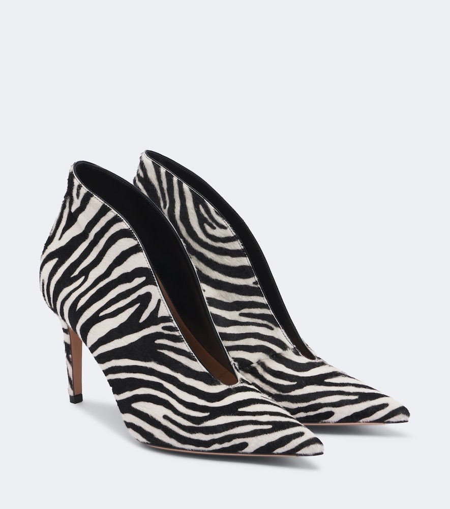 Multicoloured Gianvito Rossi Vania zebra-print calf hair pumps - Mid Heel Pumps
