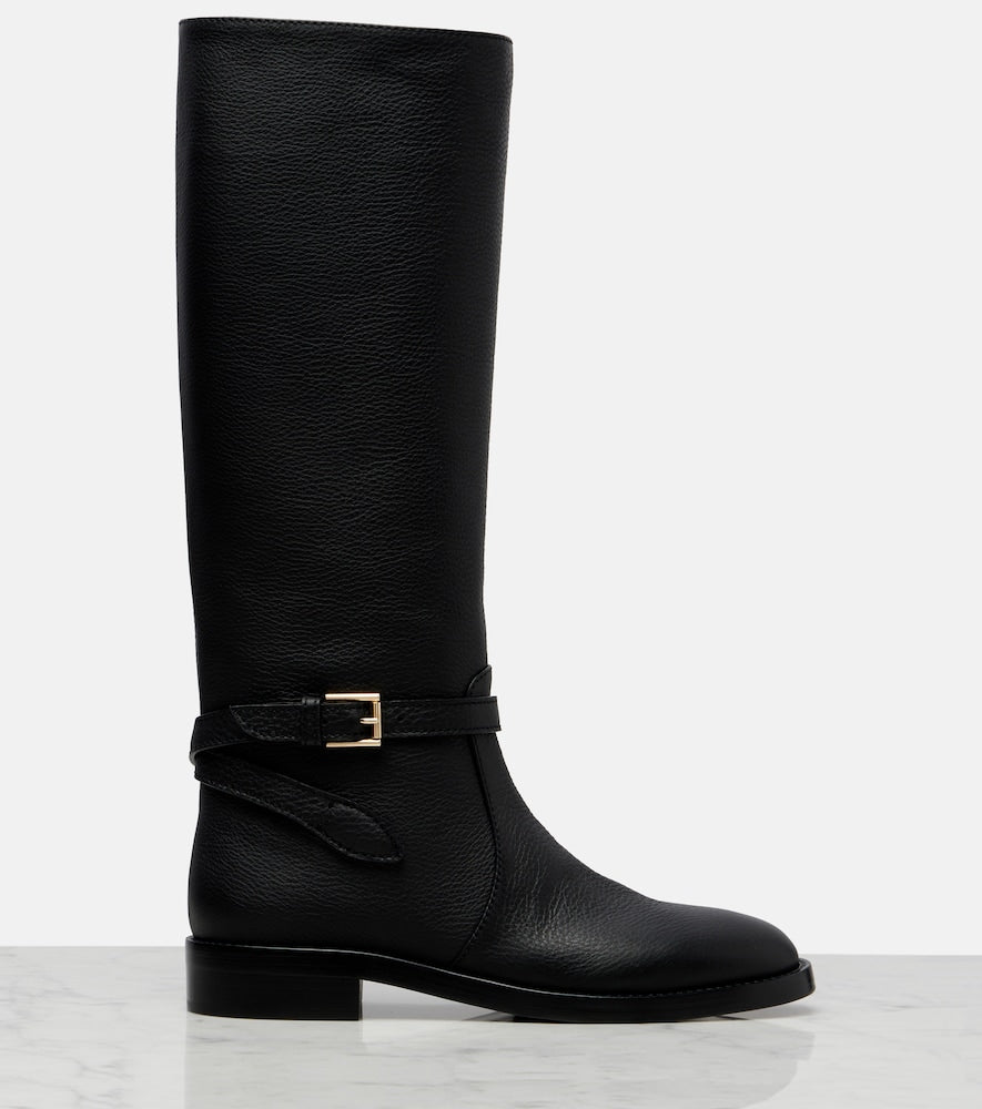 Black Gianvito Rossi Varenne leather knee-high boots - Flat Boots