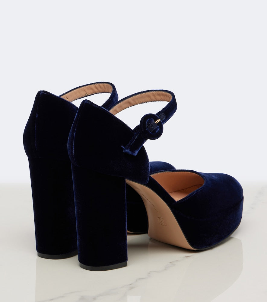 Gianvito Rossi Velvet platform pumps in Blue - High-Heel Pumps