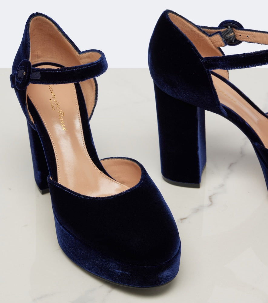Gianvito Rossi Velvet platform pumps in Blue - High-Heel Pumps