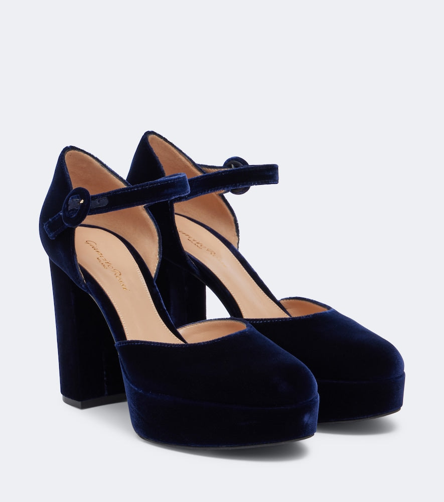 Gianvito Rossi Velvet platform pumps in Blue - High-Heel Pumps