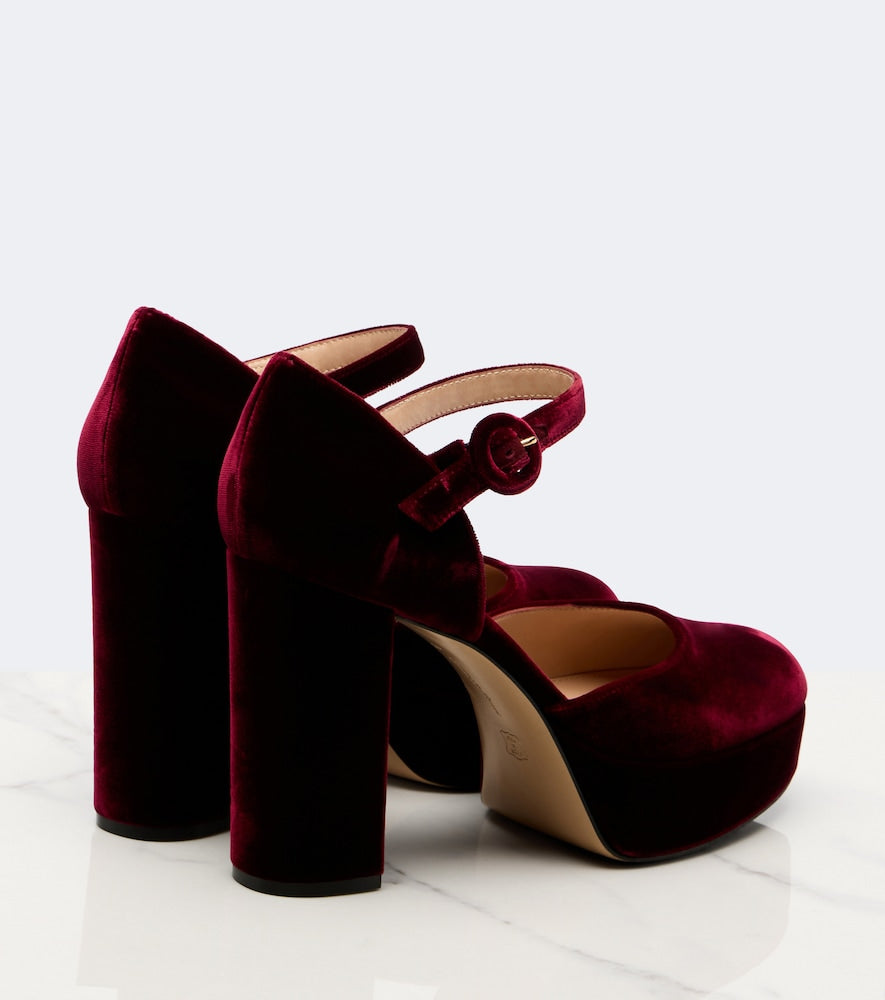 Gianvito Rossi Velvet platform pumps in Burgundy - High-Heel Pumps