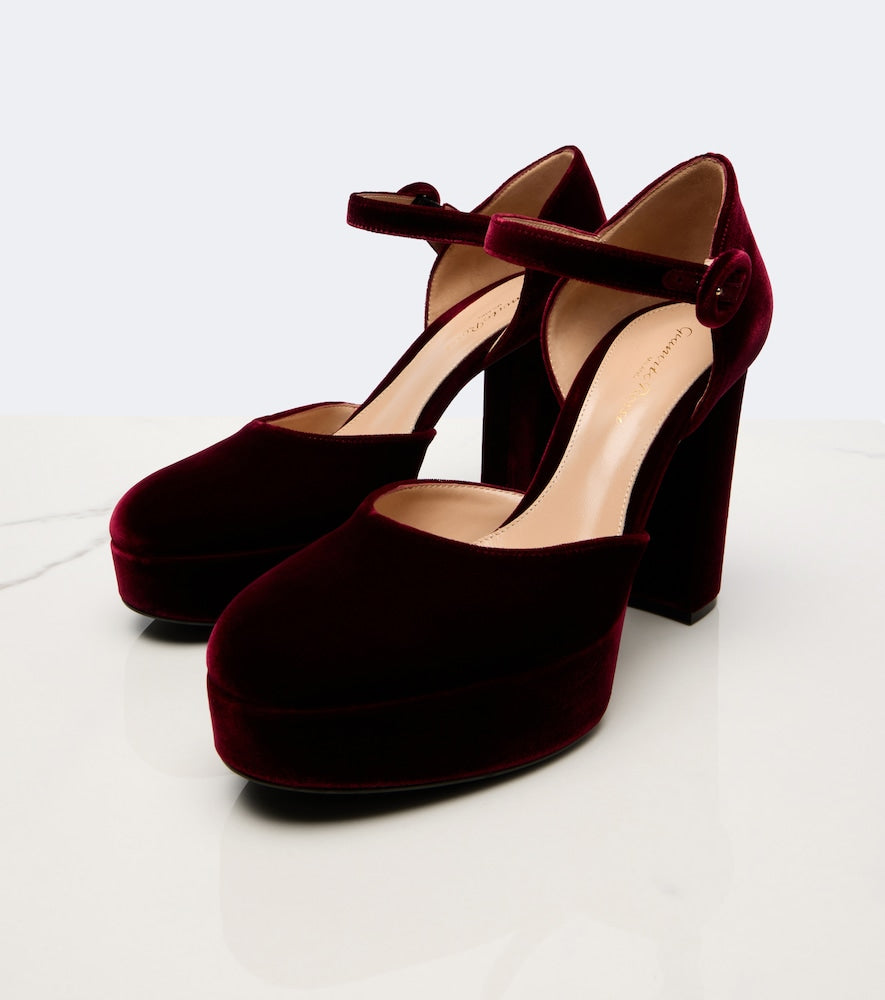 Gianvito Rossi Velvet platform pumps in Burgundy - High-Heel Pumps