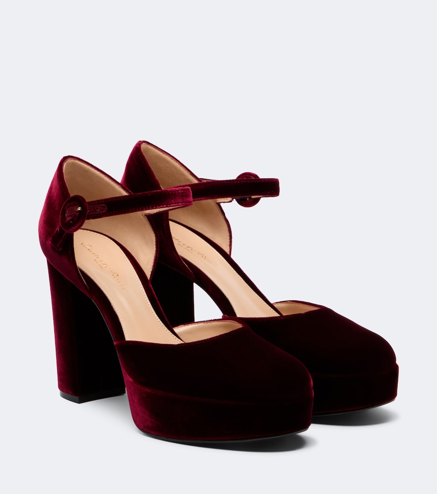 Gianvito Rossi Velvet platform pumps in Burgundy - High-Heel Pumps