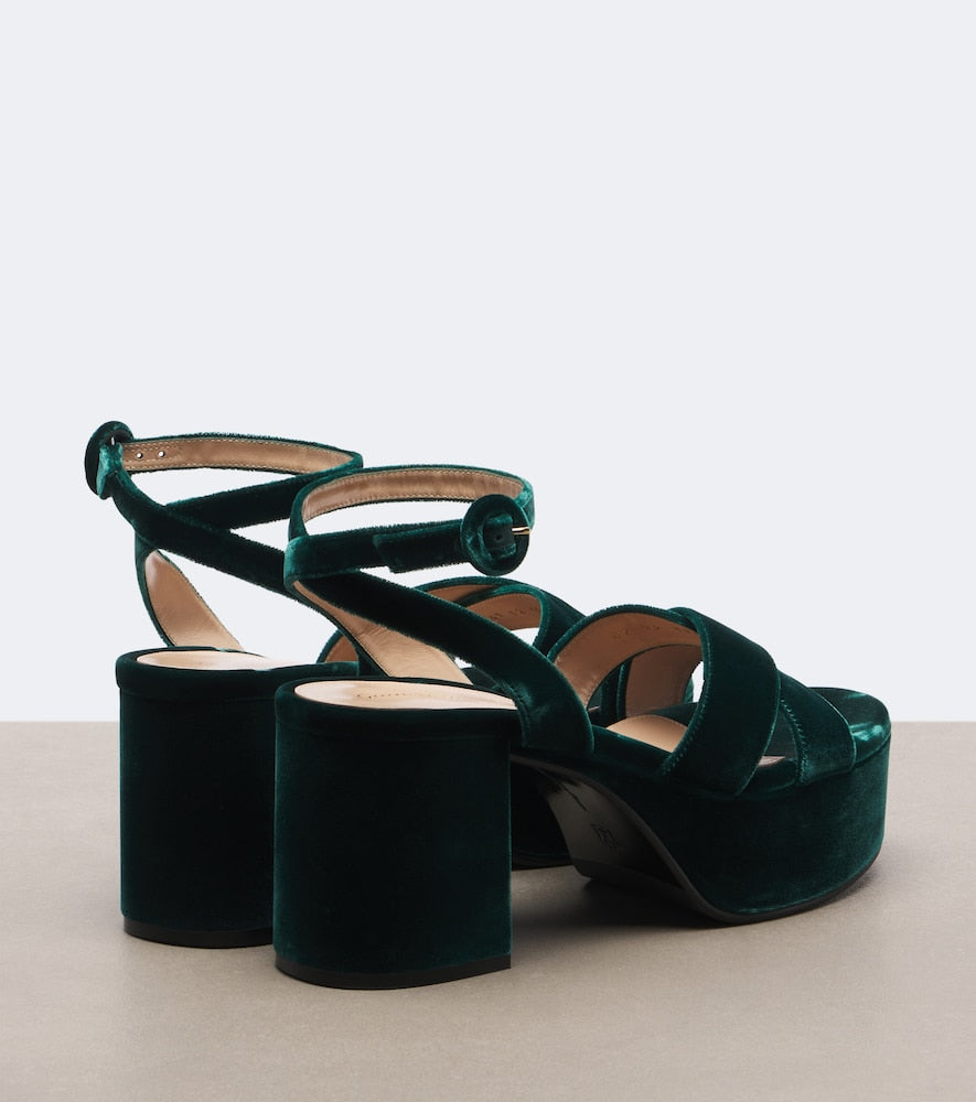 Gianvito Rossi Velvet platform sandals (Green) - High-Heel Sandals