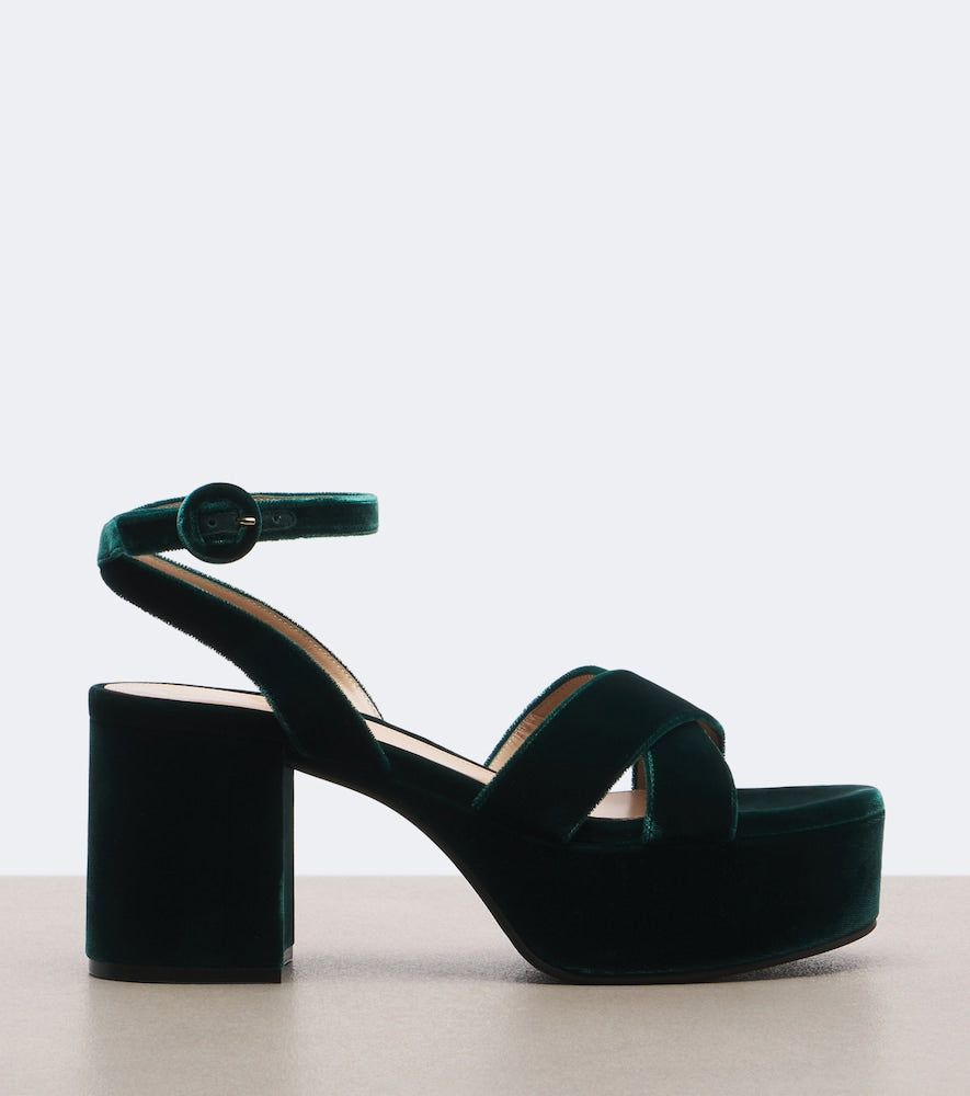 Gianvito Rossi Velvet platform sandals (Green) - High-Heel Sandals