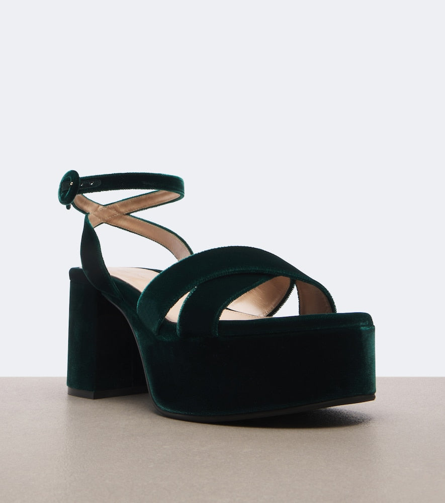 Gianvito Rossi Velvet platform sandals (Green) - High-Heel Sandals