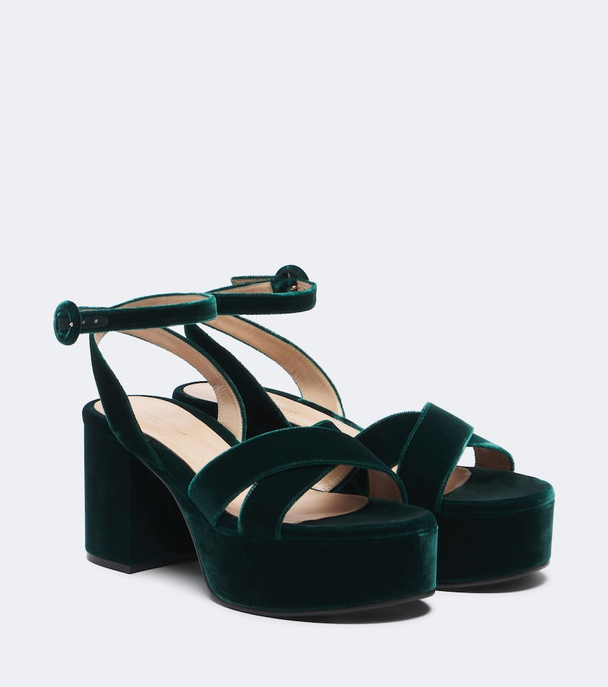 Gianvito Rossi Velvet platform sandals (Green) - High-Heel Sandals