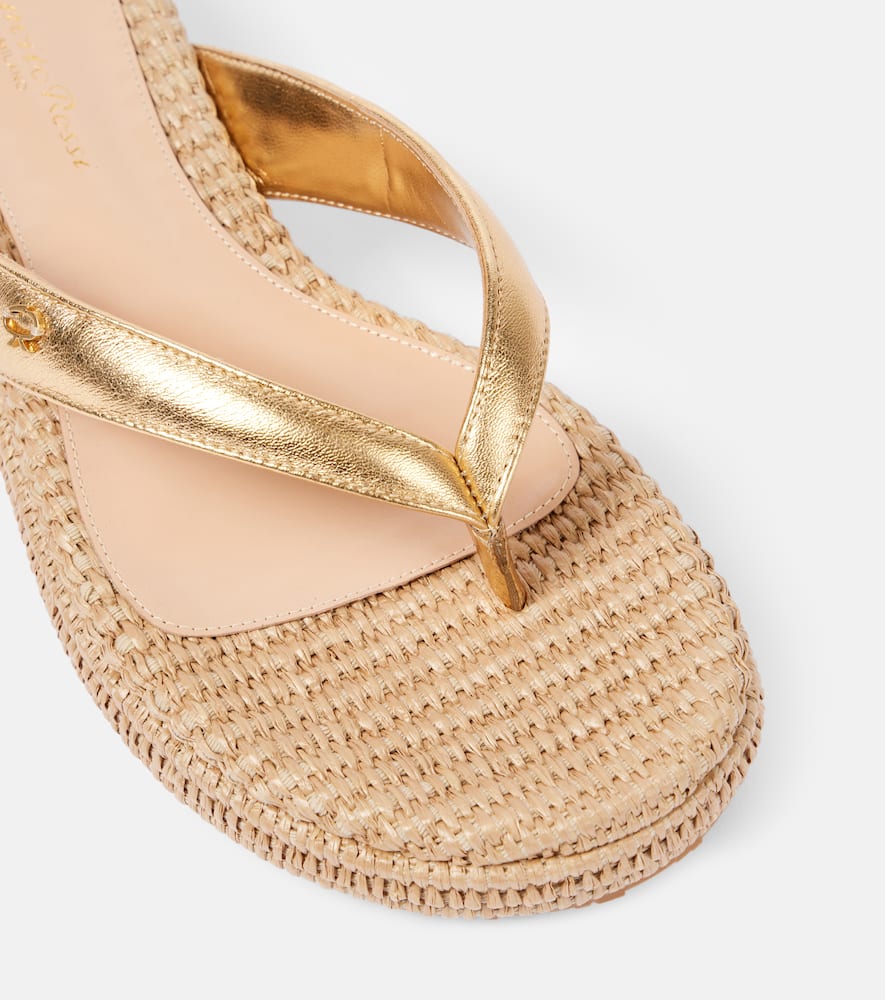 Gianvito Rossi Woven metallic leather thong sandals