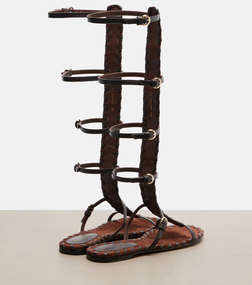 Gianvito Rossi Zaira suede and leather gladiator sandals