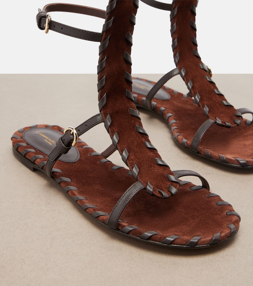 Gianvito Rossi Zaira suede and leather gladiator sandals