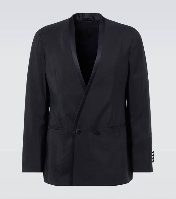 Giorgio Armani Double-breasted silk-blend blazer