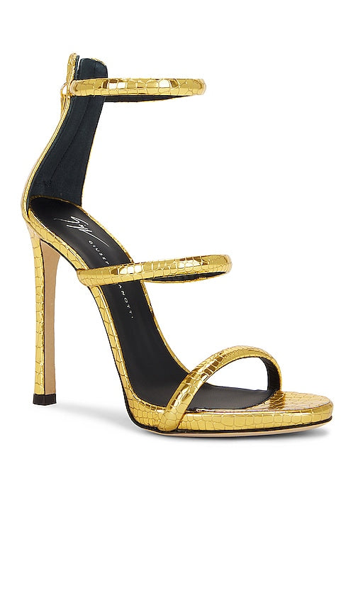 Giuseppe Zanotti Heel Sandal in Metallic Gold