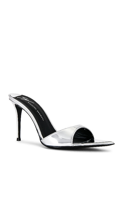 Giuseppe Zanotti Heel Sandal in Metallic Silver