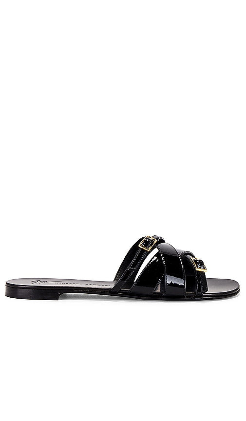 Giuseppe Zanotti Strappy Flat Sandal in Black - Giuseppe Zanotti Sandale plate à lanières en noir - Giuseppe Zanotti 黑色系带平底凉鞋 - Giuseppe Zanotti Flache Riemchensandale in Schwarz - Giuseppe Zanotti 스트래피 플랫 샌들블랙 컬러 - Giuseppe Zanotti Sandalo piatto con cinturino in nero