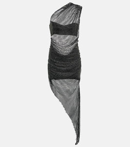 Giuseppe di Morabito Crystal-embellished mesh midi dress