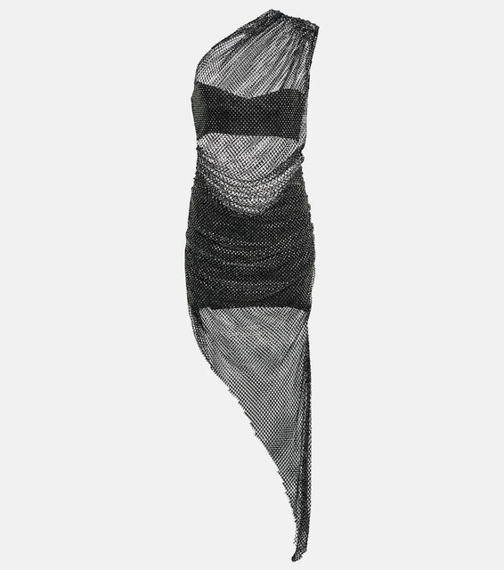 Giuseppe di Morabito Crystal-embellished mesh midi dress