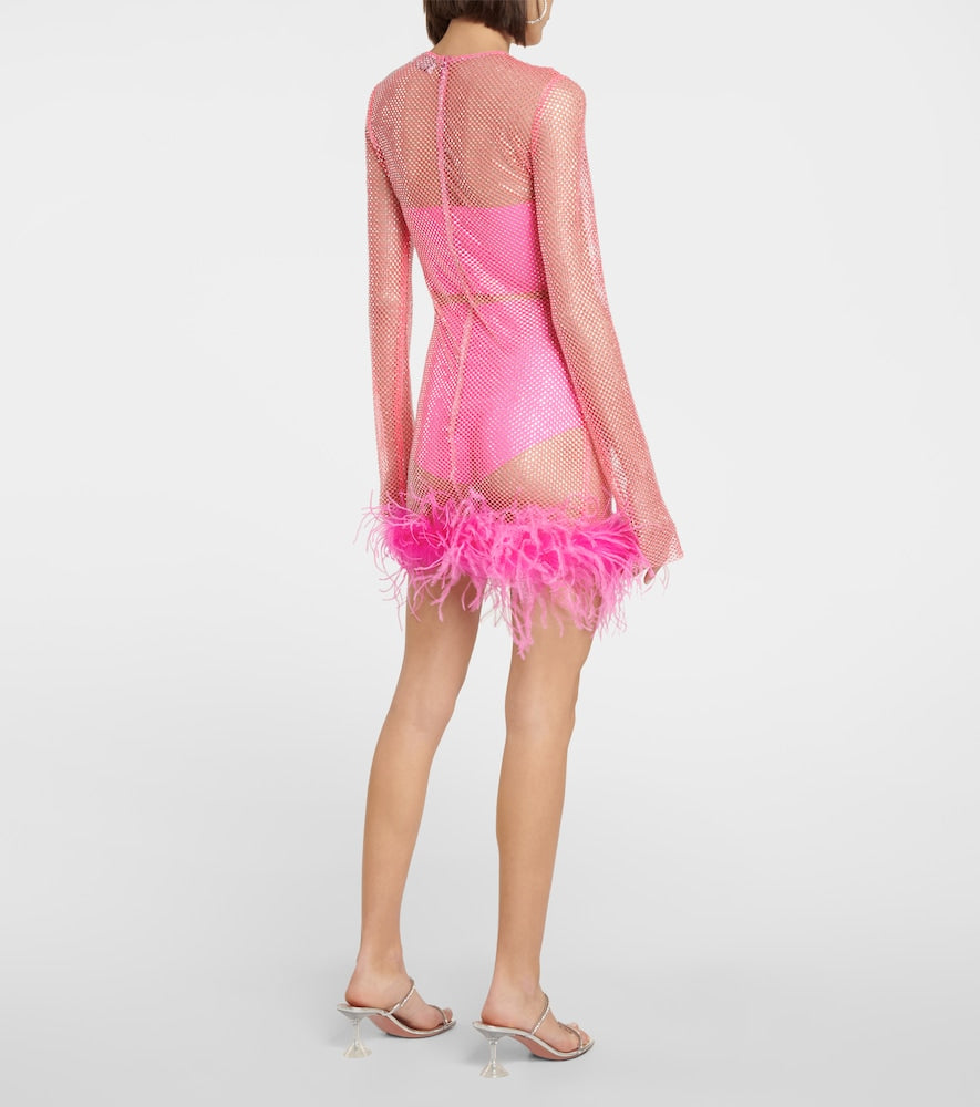 Giuseppe di Morabito Embellished feather-trimmed minidress