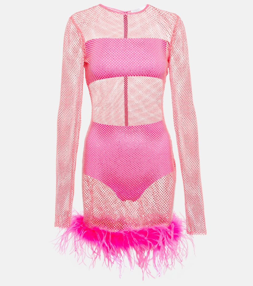 Giuseppe di Morabito Embellished feather-trimmed minidress. Giuseppe di Morabito 带缀饰羽毛边饰迷你连衣裙