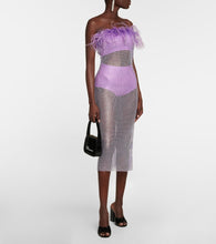 Giuseppe di Morabito Feather-trimmed embellished midi dress