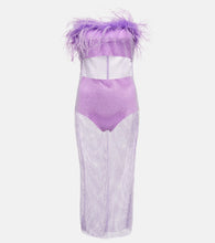 Giuseppe di Morabito Feather-trimmed embellished midi dress. Giuseppe di Morabito 羽毛边饰带缀饰中长连衣裙