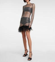 Giuseppe di Morabito Feather-trimmed embellished minidress