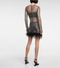 Giuseppe di Morabito Feather-trimmed embellished minidress