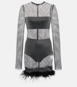 Giuseppe di Morabito Feather-trimmed embellished minidress