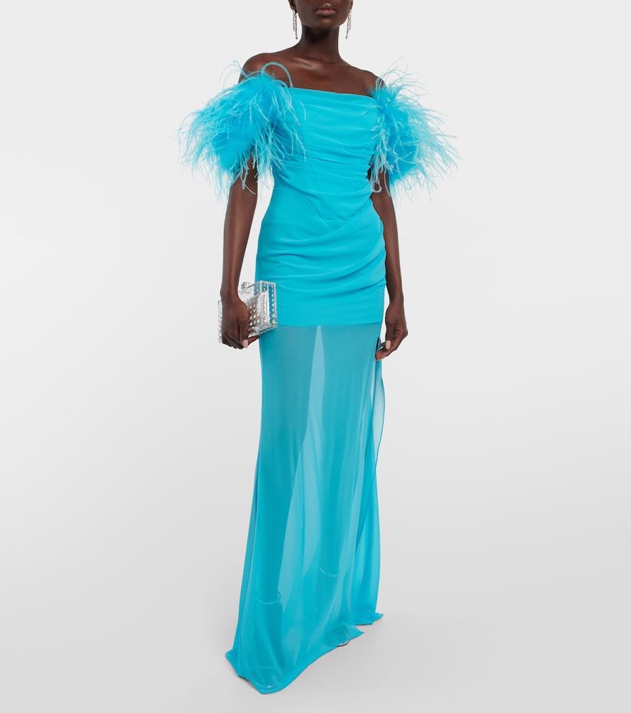Giuseppe di Morabito Feather-trimmed georgette maxi dress