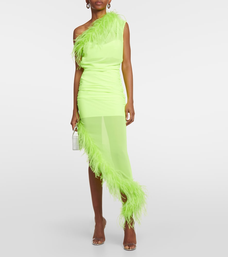 Giuseppe di Morabito Feather-trimmed midi dress