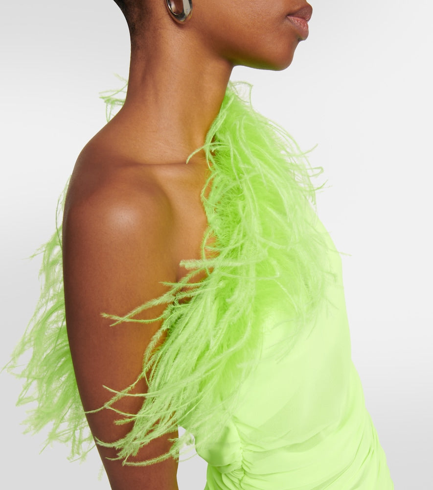 Giuseppe di Morabito Feather-trimmed midi dress