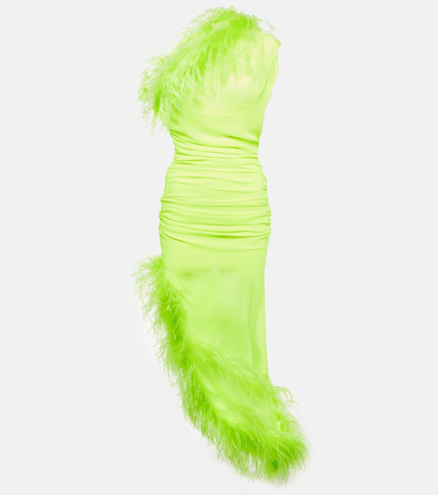 Giuseppe di Morabito Feather-trimmed midi dress. Giuseppe di Morabito 羽毛边饰中长连衣裙