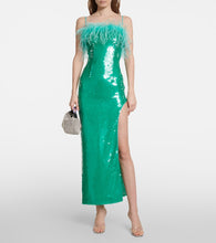 Giuseppe di Morabito Feather-trimmed sequined midi dress