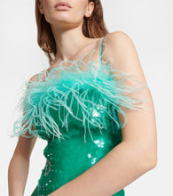 Giuseppe di Morabito Feather-trimmed sequined midi dress