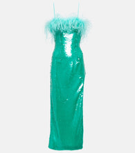 Giuseppe di Morabito Feather-trimmed sequined midi dress. Giuseppe di Morabito 羽毛边饰亮片中长连衣裙
