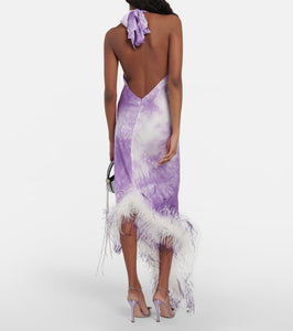 Giuseppe di Morabito Feather-trimmed tie-dye maxi dress