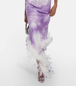 Giuseppe di Morabito Feather-trimmed tie-dye maxi dress