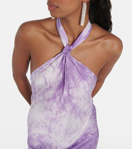 Giuseppe di Morabito Feather-trimmed tie-dye maxi dress