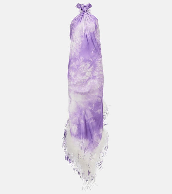 Giuseppe di Morabito Feather-trimmed tie-dye maxi dress