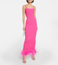 Giuseppe di Morabito Rib-knit feather-trimmed dress